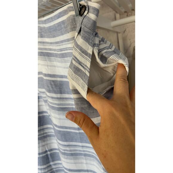 Cynthia Rowley Women's Size M Blue & White Striped 100% Linen Midi Skirt #0470 - Picture 4 of 10